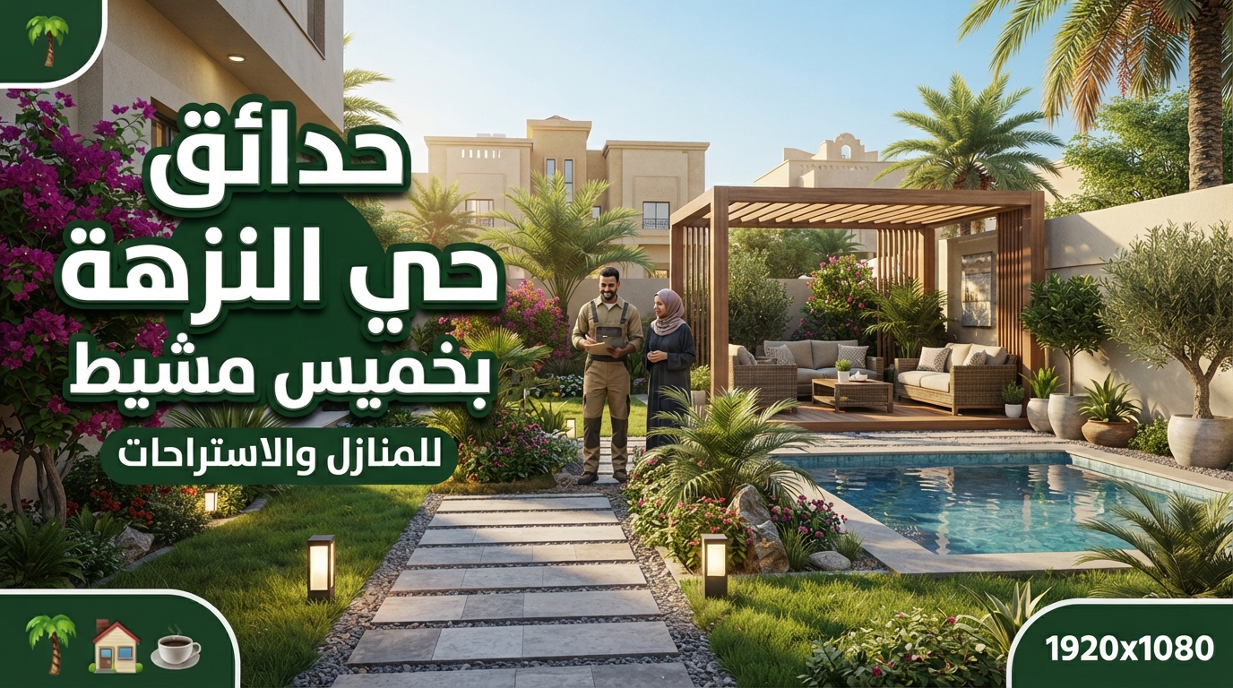 تنسيق حدائق حي النزهة بخميس مشيط للمنازل والاستراحات