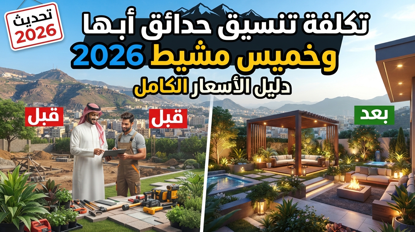 تكلفة تنسيق حدائق أبها وخميس مشيط 2026 | دليل الأسعار الكامل